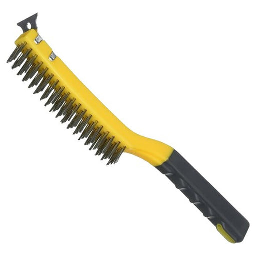 Allway 122195 SB319SS 3 x 19 Row Stainless Steel Wire Brush w/ Scraper Soft Grip