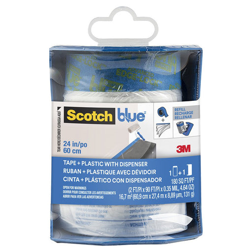 3M PTD2093EL-24 24" x 30Yd Pretaped Painter's Plastic w/ Dispenser
