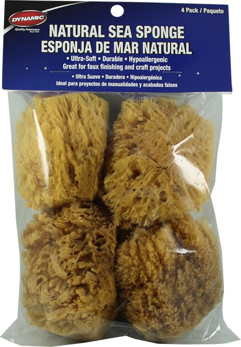 Dynamic 00034 Natural Artist and Craft Sea Sponges 4" - 4 Pack