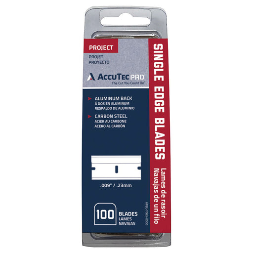 AccuTec APBL-7065-DISP .009 Pro Single Edge Blade Aluminum Back Clamshell (100pk)