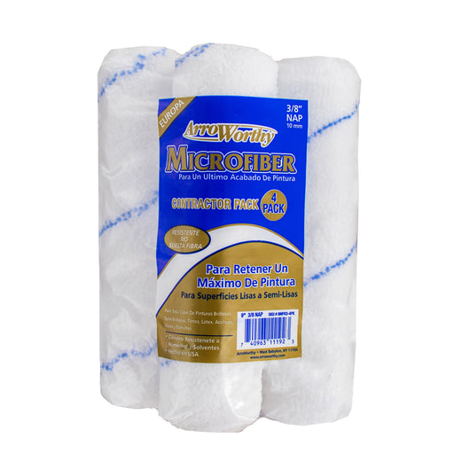 ArroWorthy 9MFR3-4PK 9" x 3/8" Nap Microfiber Roller Cover 4 PK