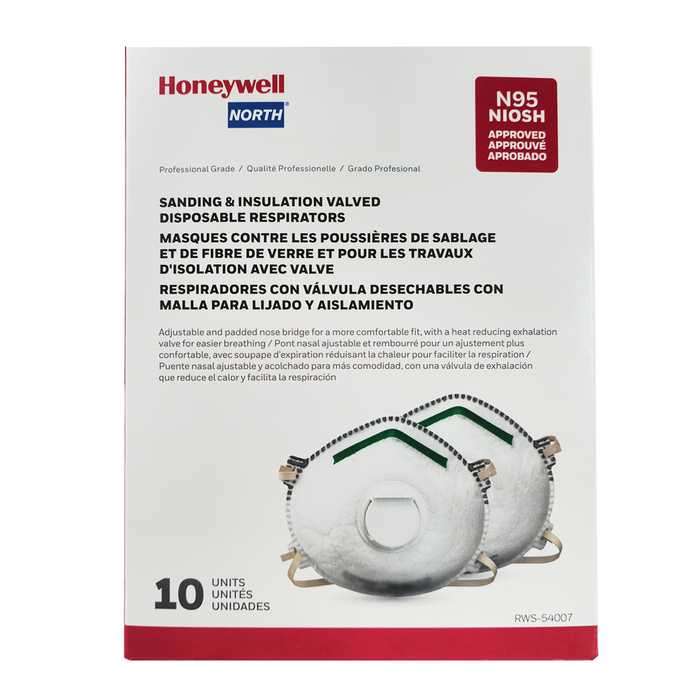 Honeywell RWS-54007 N95 Particulate Respirator w/ Boom Valve Pk (10pk)
