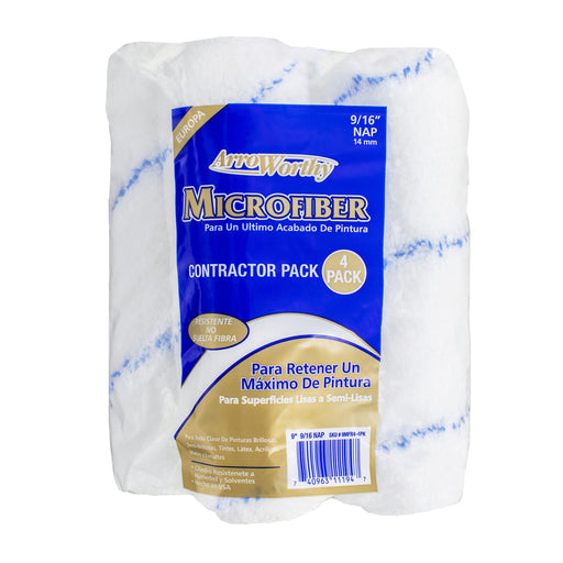 Arroworthy 9MFR4-4PK 9" x 9/16" Nap Microfiber Roller Cover 4 PK