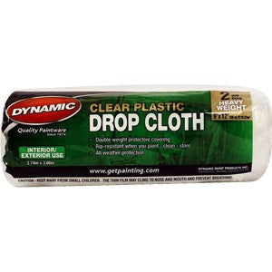 Dynamic 00377 9' x 12' 2mil Clear Plastic Rolled Drop Cloth