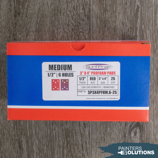 SurfPrep 3″ X 4″ PROFoam Pads 6 HOLES for Vacuum (Premium Red A/O) 25 pack - medium