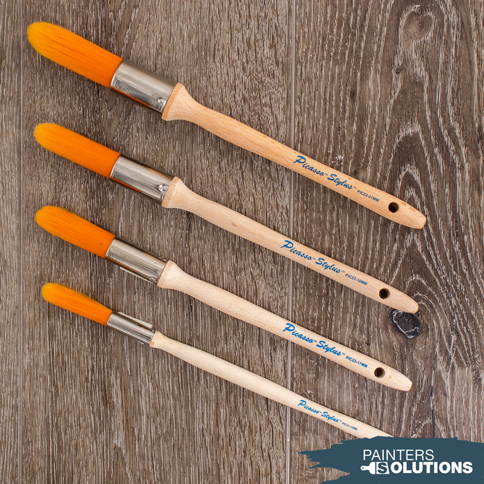 Proform Picasso Stylus Round Handle Chisel Tip Paint Brush Set (4 PACK)