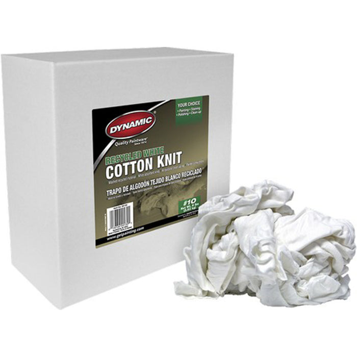 Dynamic 99139 #10 8lb Box of Recycled White Cotton Knit Wiping Cloths