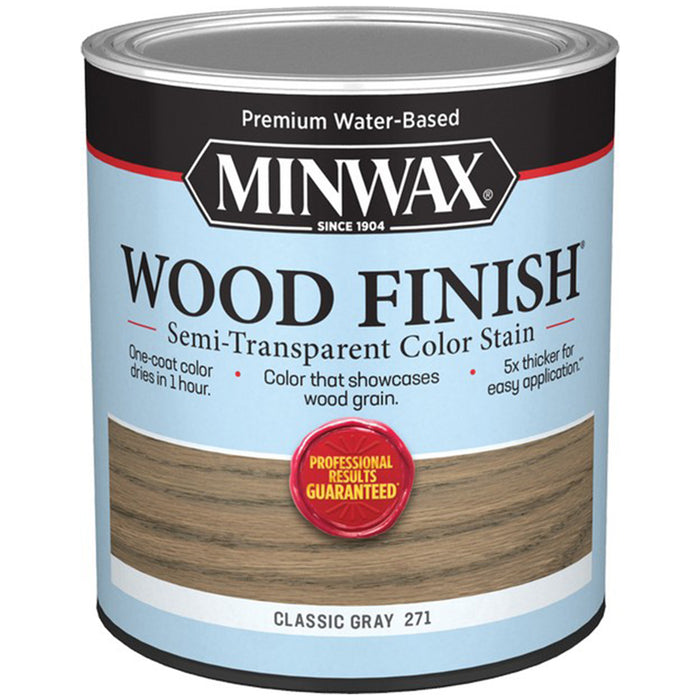 Minwax 10820 Qt Classic Gray Wood Finish Water-Based Semi-Transparent Color Stain