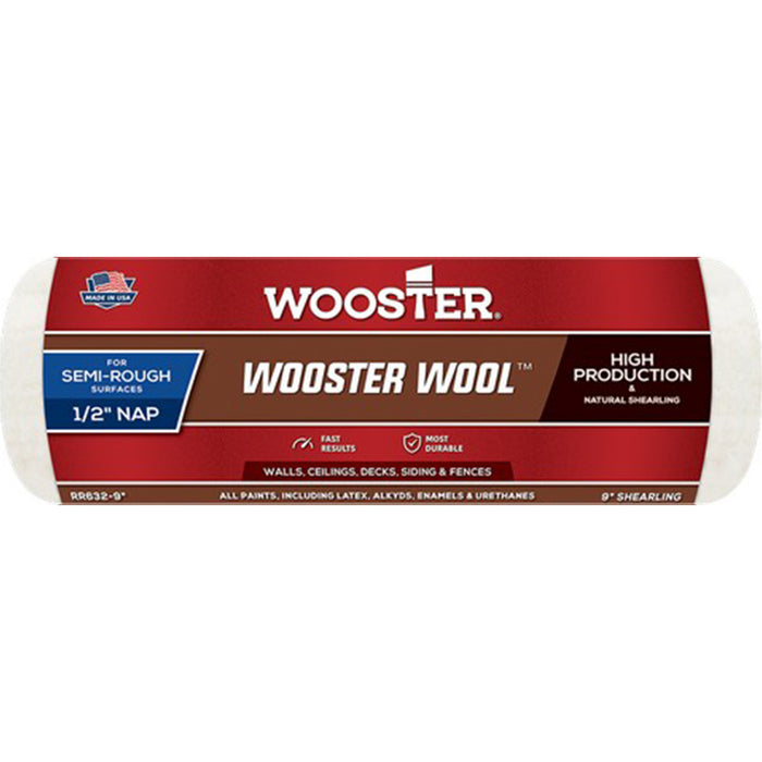Wooster RR632 9" Wooster Wool 1/2" Nap Roller Cover