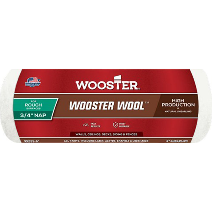 Wooster RR633 9" Wooster Wool 3/4" Nap Roller Cover
