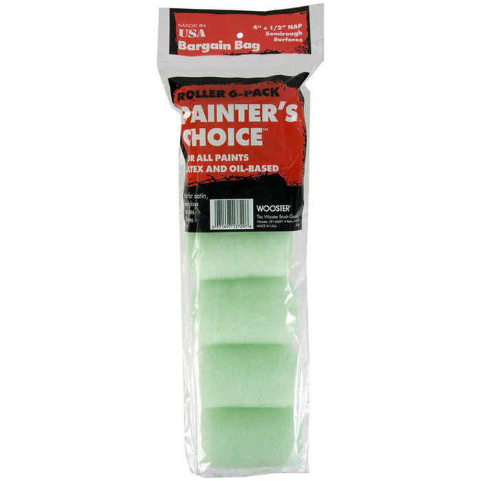 Wooster R271 4" Painters Choice 1/2" Nap Roller Cover 6Pk