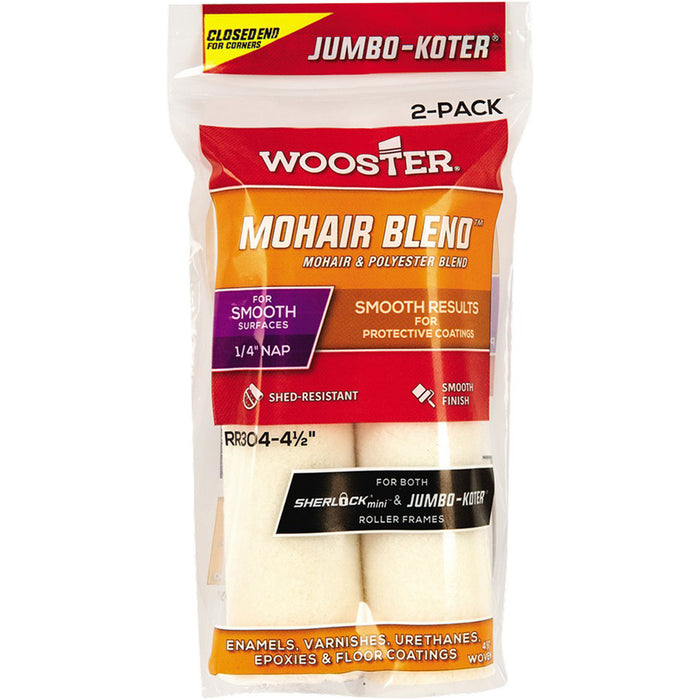 Wooster RR304 4-1/2" Jumbo-Koter Mohair 1/4" Nap Mini Roller Cover (2 PACK)