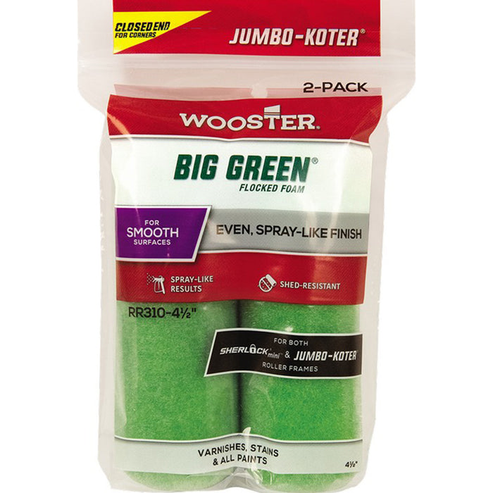 Wooster RR310 4-1/2" Jumbo-Koter Big Green Mini Roller Cover (2 PACK)