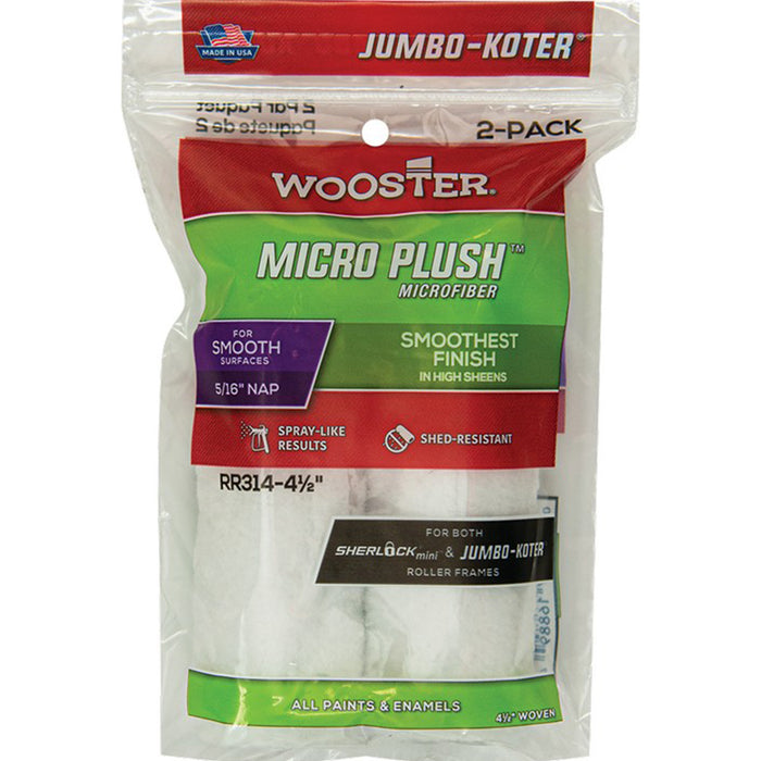 Wooster RR314 4-1/2" Jumbo-Koter Micro Plush 5/16" Nap Mini Roller Cover (2Pack)
