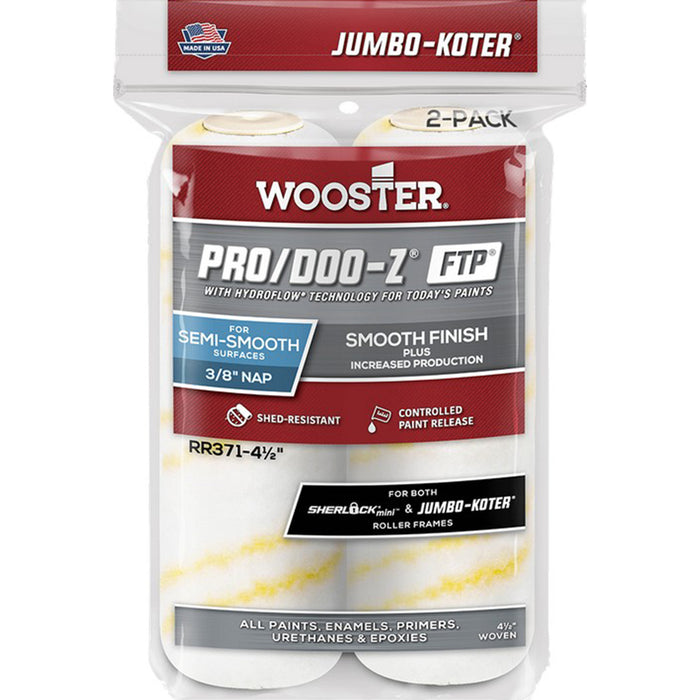 Wooster RR371 4-1/2" Jumbo-Koter Pro/Doo-Z FTP 3/8" Mini Roller Cover 2Pk