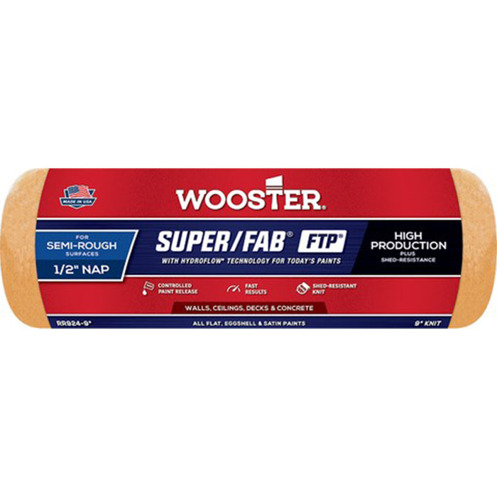 Wooster RR924 9 Super/Fab FTP 1/2 Nap Roller Cover
