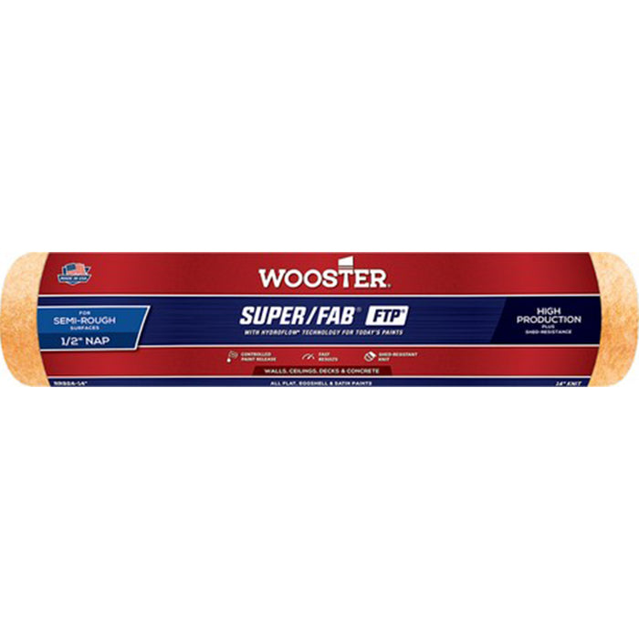 Wooster RR924 14" Super/Fab FTP 1/2" Nap Roller Cover