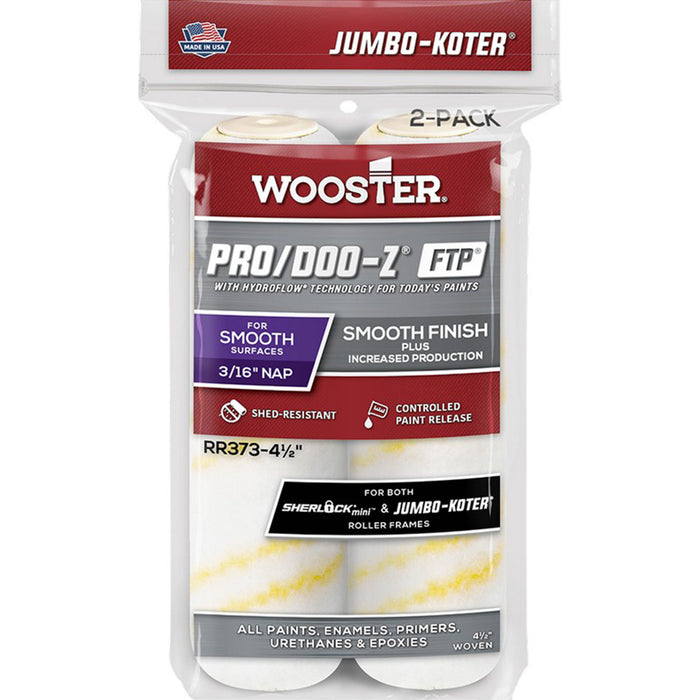 Wooster RR373 4-1/2" Jumbo-Koter Pro/Doo-Z FTP 3/16" Mini Roller Cover 2Pk