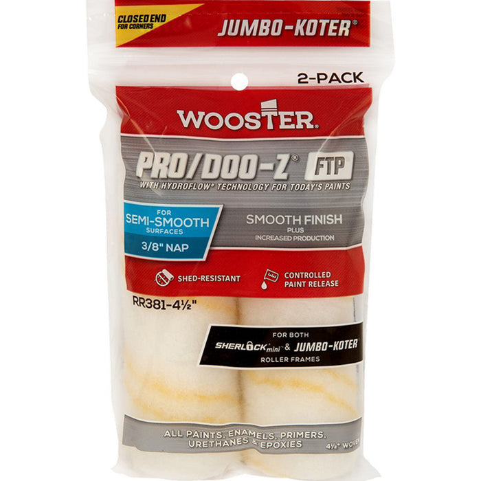 Wooster RR381 4 1/2" x 3/8" Pro/Doo-Z FTP Closed-End Jumbo-Koter 2-Pack