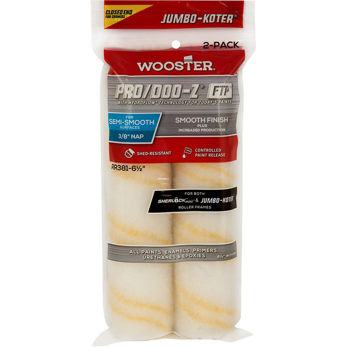 Wooster RR381 6 1/2" X 3/8" Pro/Doo-Z FTP Closed-End Jumbo-Koter 2-Pack