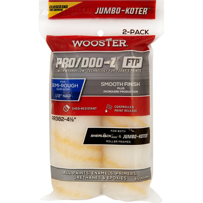 Wooster RR382 4 1/2" X 1/2" Pro/Doo-Z FTP Closed-End Jumbo-Koter 2-Pack