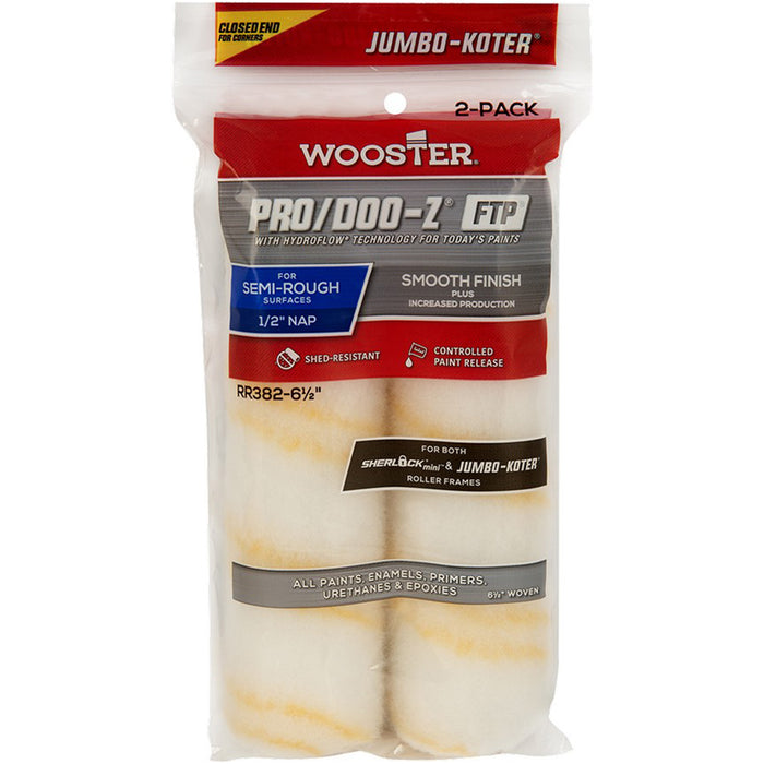 Wooster RR382 6 1/2" X 1/2" Pro/Doo-Z FTP Closed-End Jumbo-Koter 2-Pack