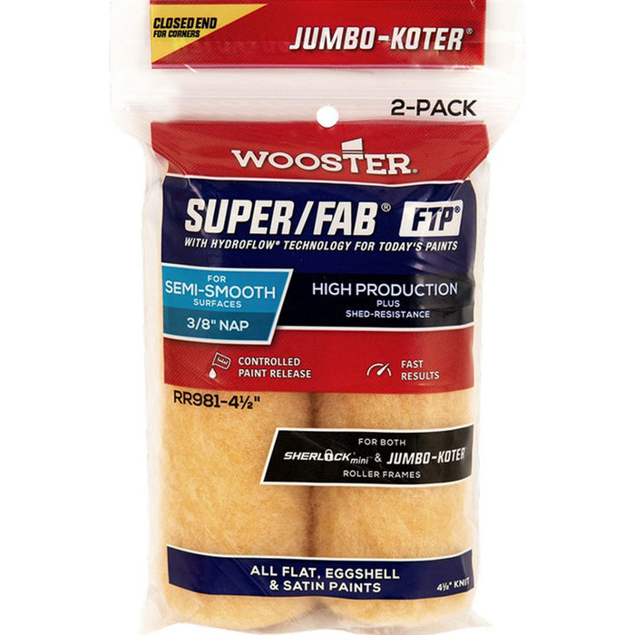 Wooster RR981 4 1/2" X 3/8" Super/Fab FTP Closed-End Jumbo-Koter 2-Pack