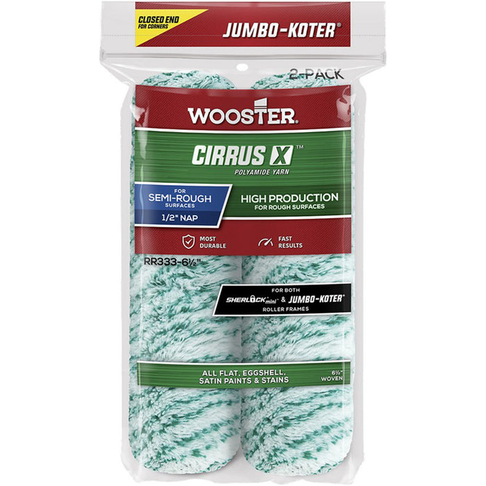 Wooster RR333 Jumbo-Koter Cirrus X 6-1/2" x 1/2" Closed-End 2pk