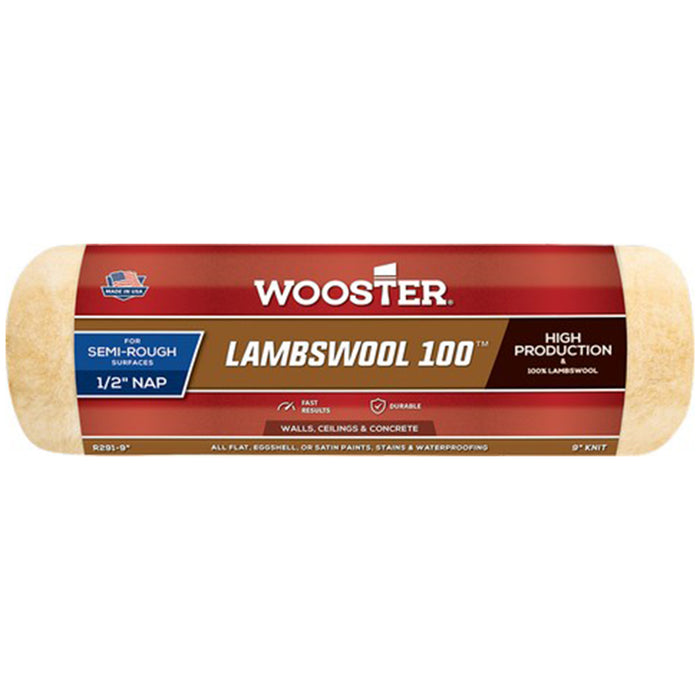 Wooster R291 9" Lambswool/100 1/2" Nap Roller Cover
