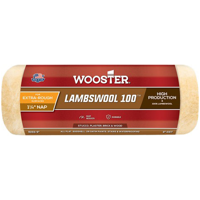 Wooster R293 9" Lambswool/100 1-1/4" Nap Roller Cover