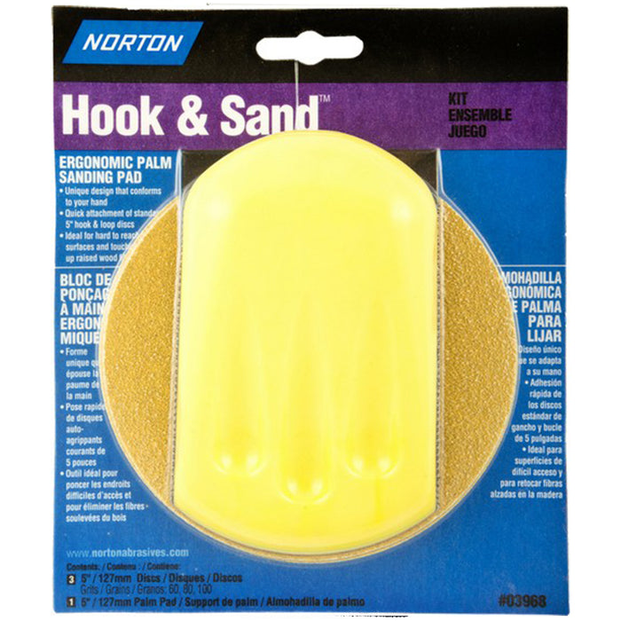Norton 03968 5" Ergonomic Hook & Sand Disc Kit with 5 H&L Discs 1Pk