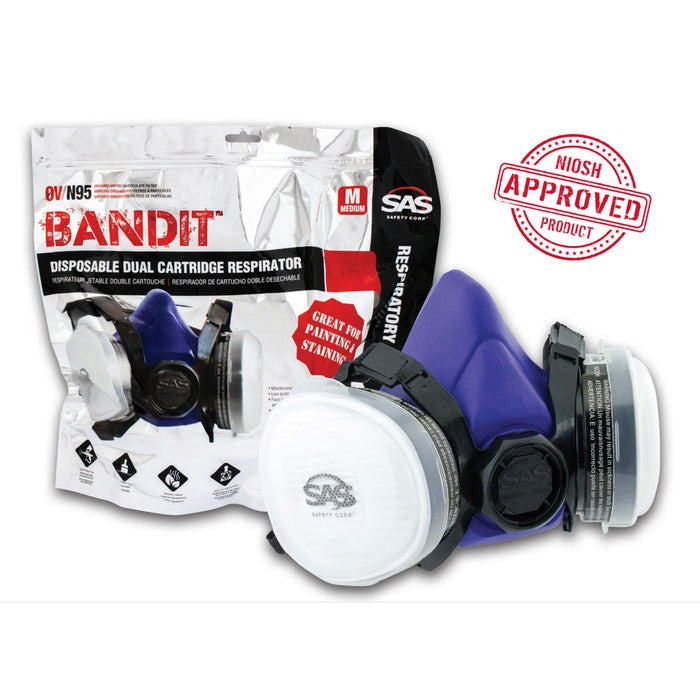 SAS 8661-92 Bandit OV/R95 Disposable Dual Cartridge Respirator - Medium