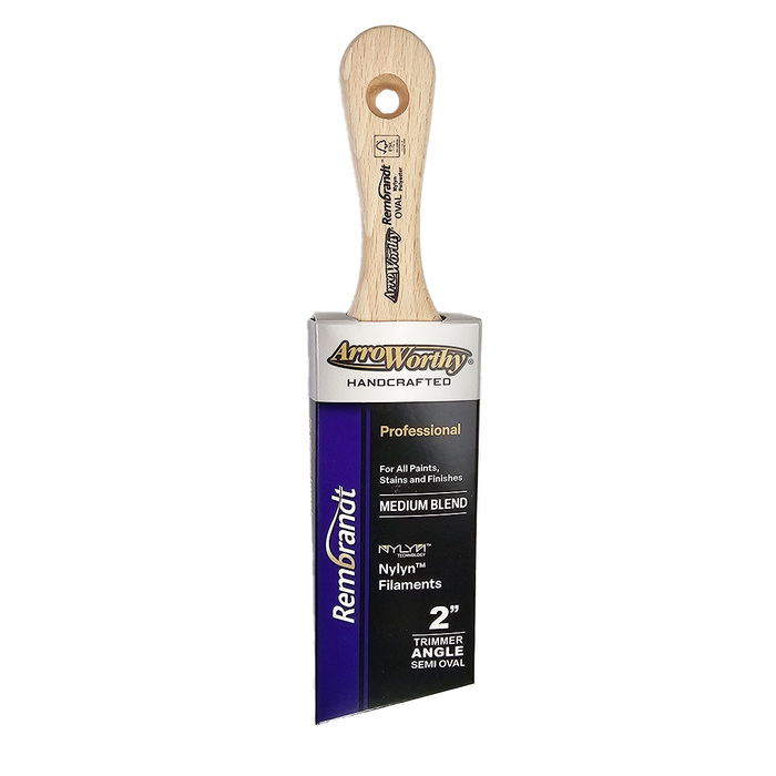 Arroworthy 6488 2" Plyester Blend Rembrandt Stubby Angle Semi-Oval Brush