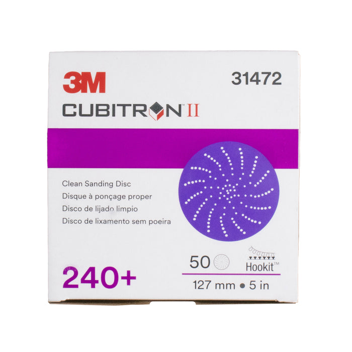 3M 31472 Cubitron II Hookit Clean 5in Sanding Abrasive Disc, 240+ grade, 50 PACK
