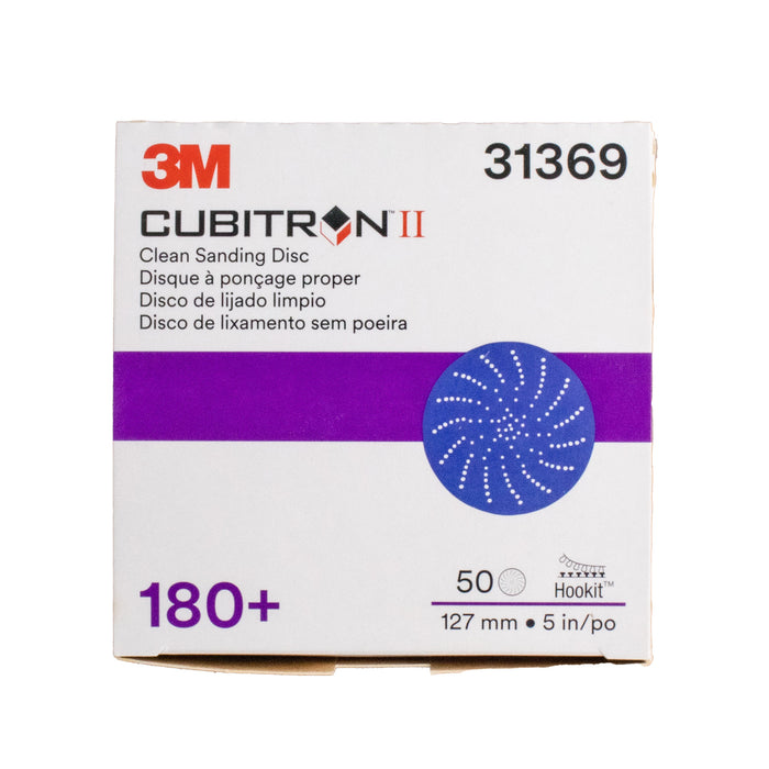 3M 31369 Cubitron II Hookit Clean 5in Sanding Abrasive Disc, 180+ grade, 50 PACK