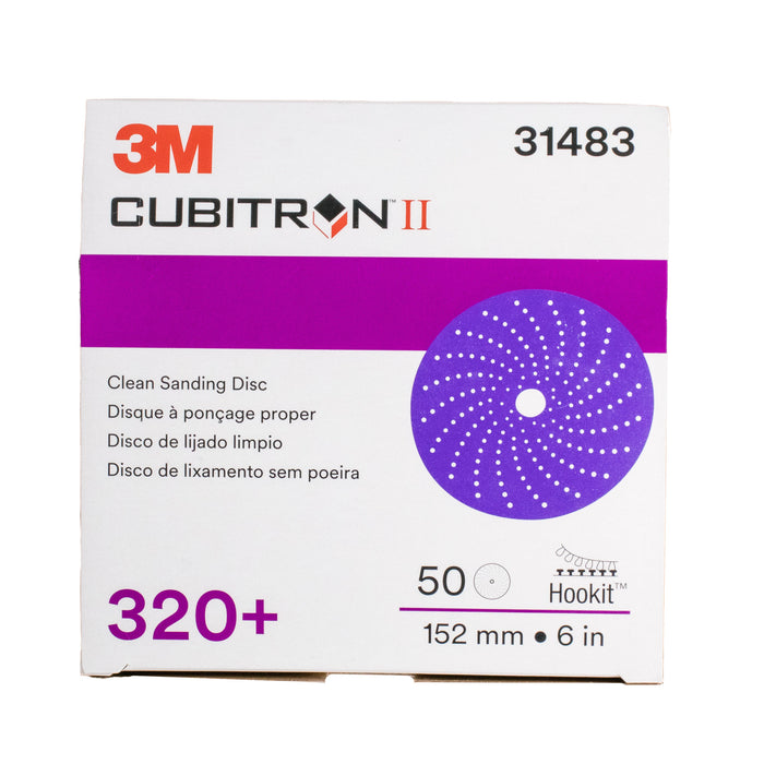 3M 31483 Cubitron II Hookit Clean 6in Sanding Abrasive Disc, 320+ grade, 50 PACK