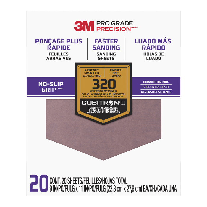 3M 27320TRI-20 9" x 11" 320 Grit Pro Grade No Slip Grip Sandpaper (20 PACK)