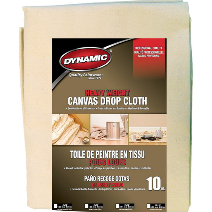 Dynamic 02045 4' x 15' (1.22m x 4.58m) 10 oz. Heavy Weight Canvas Drop Cloth