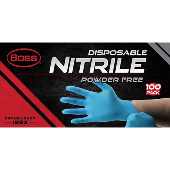 Boss B21041 4 Mil Blue Nitrile Disposable Gloves 100pk