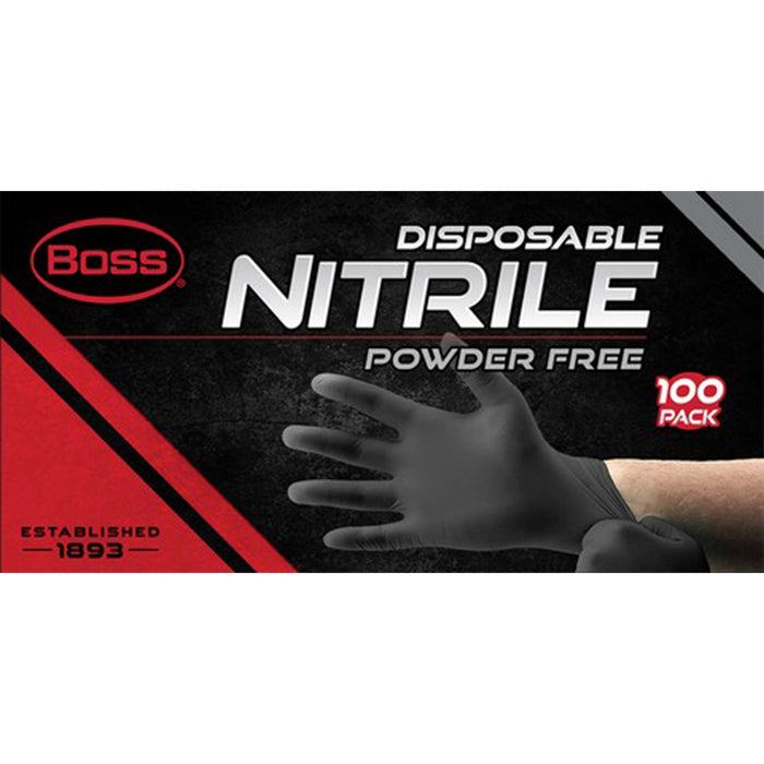 Boss B21051 4 Mil Black Nitrile Disposable Gloves 100pk