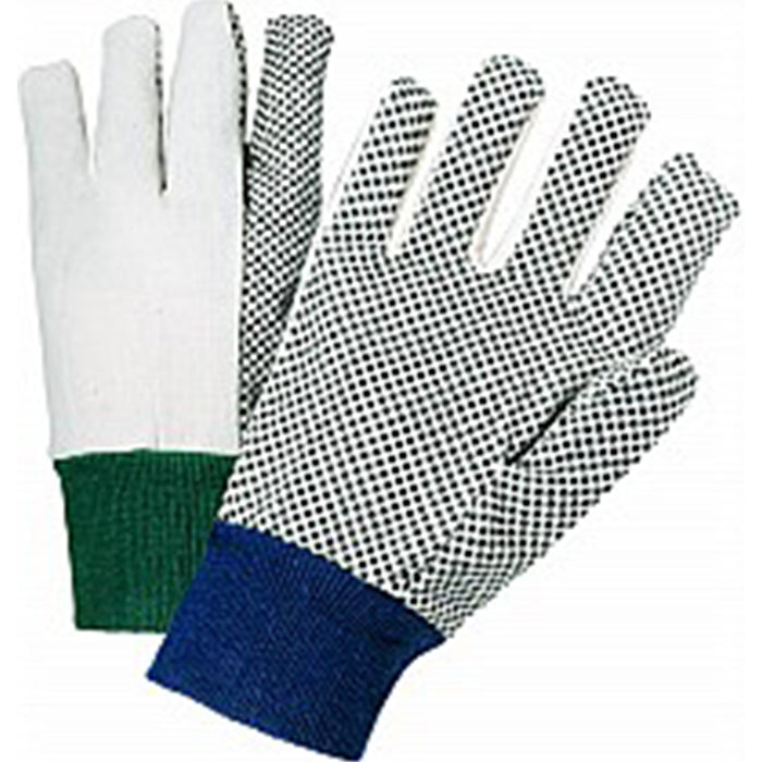 West Chester 56000/L Large White Canvas Glove Wrist with PVC Dots