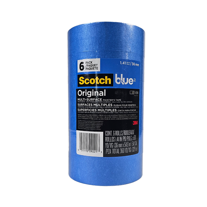 3M 2090 36mm x 54.8m Blue Multi Surface Masking Tape 6Pk