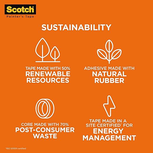 3M 2020+-36AP6 1.41" x 60.1yd (36mm) Scotch Heavy Duty Masking Tape (6 PACK)