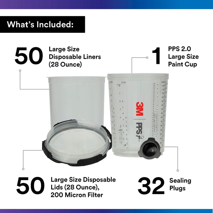 3M 26024 PPS Series 2.0 Spray Cup System Kit, 28 Ounces, 200-Micron Filter.