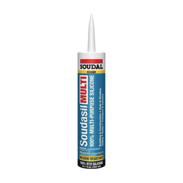 Soudal 146893 10.1oz Clear Multi-Purpose 100% RTV Silicone Sealant - Mildew Resistant (12 PACK)