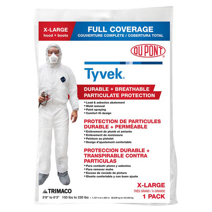 Trimaco 141232 Tyvek Coveralls w/ Hood & Boots XL