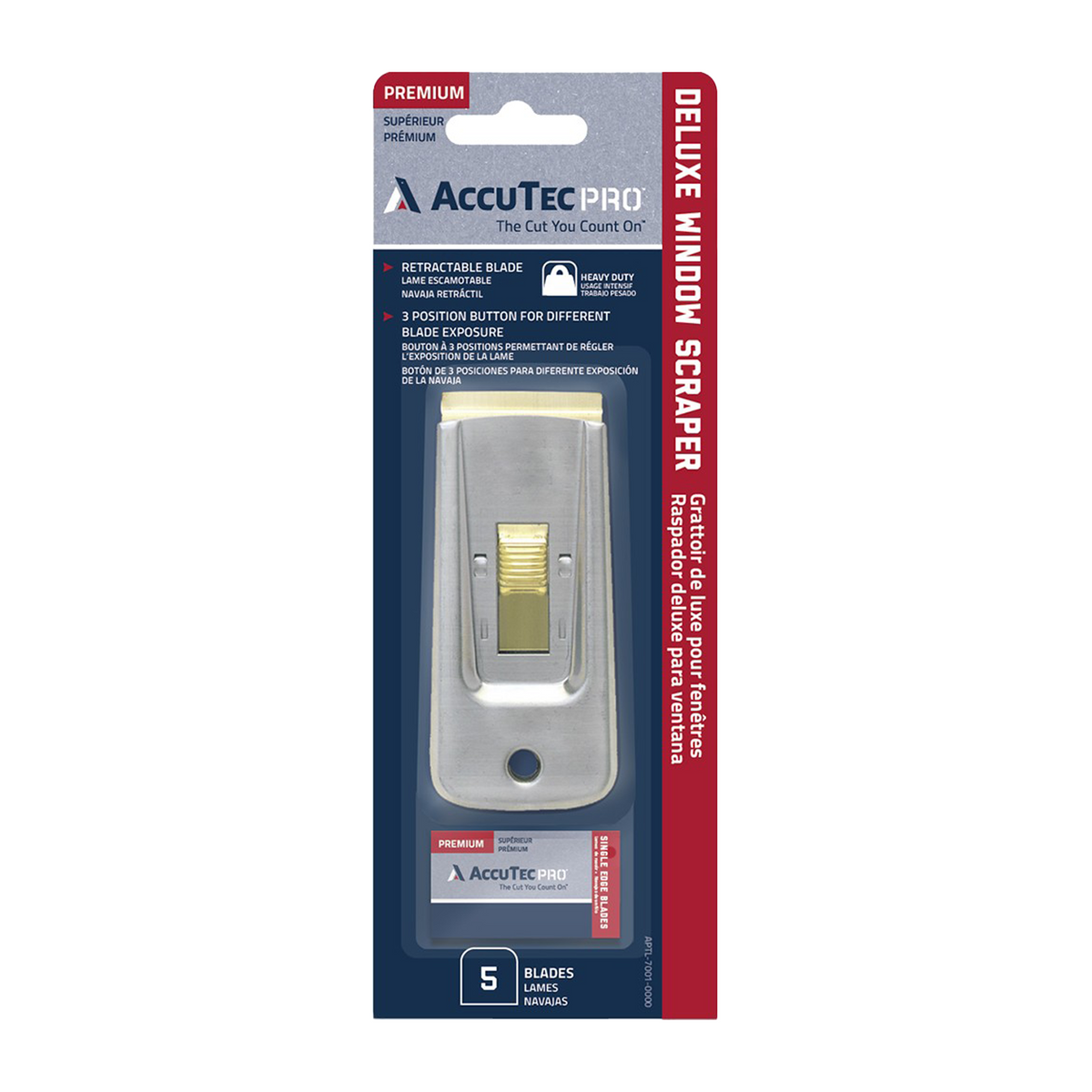 AccuTec APTL7001 PRO Deluxe Window Scraper w/ 5 Blades — Painters