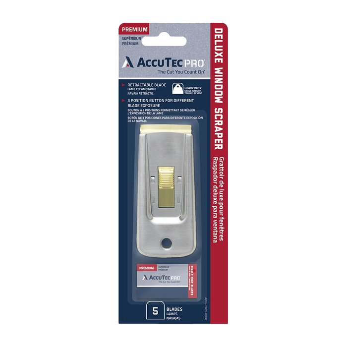 AccuTec APTL-7001 PRO Deluxe Window Scraper w/ 5 Blades