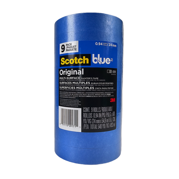 3M 2090 24mm x 54.8m Blue Multi Surface Masking Tape 9Pk