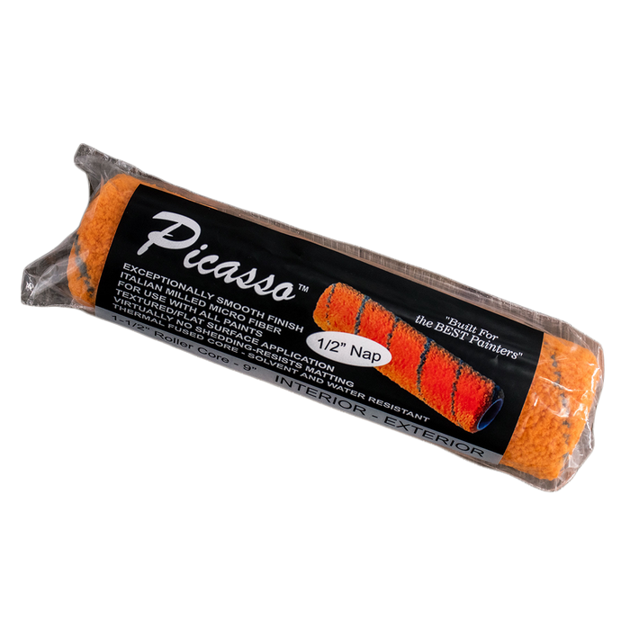 Proform 9" Picasso Roller 1/2" NAP - Single Orange w/ grey stripe - Italian Microfiber